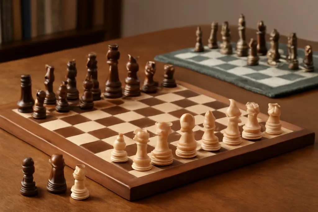 Editorial photograph illustrating Buying Replacement Chess Pieces: A Quick Guide