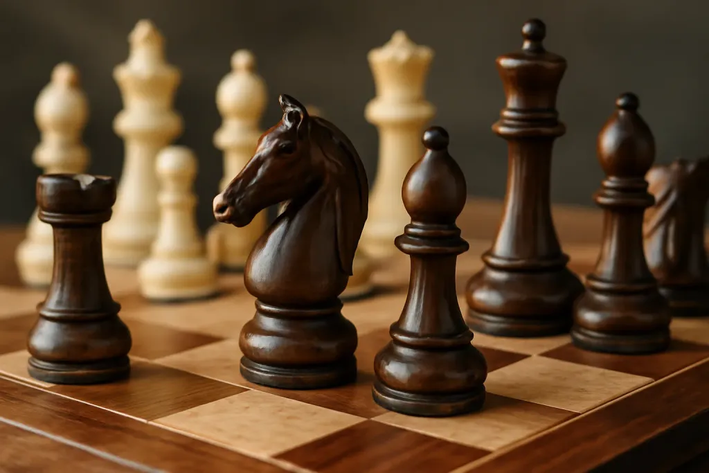 Editorial close-up detail photograph related to Staunton Chess Sets Explained