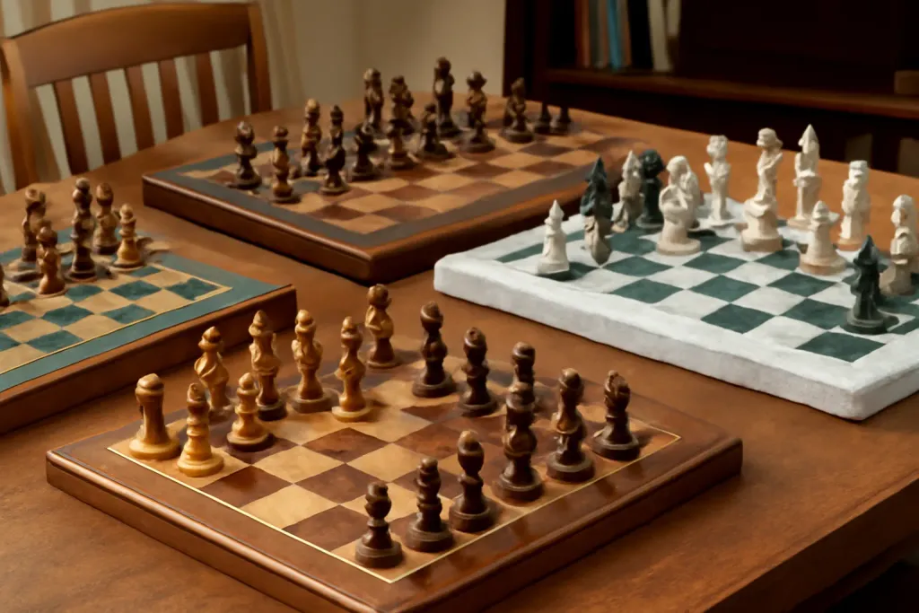 Editorial photograph illustrating Unique and Vintage Chess Sets: A Buyer's Guide